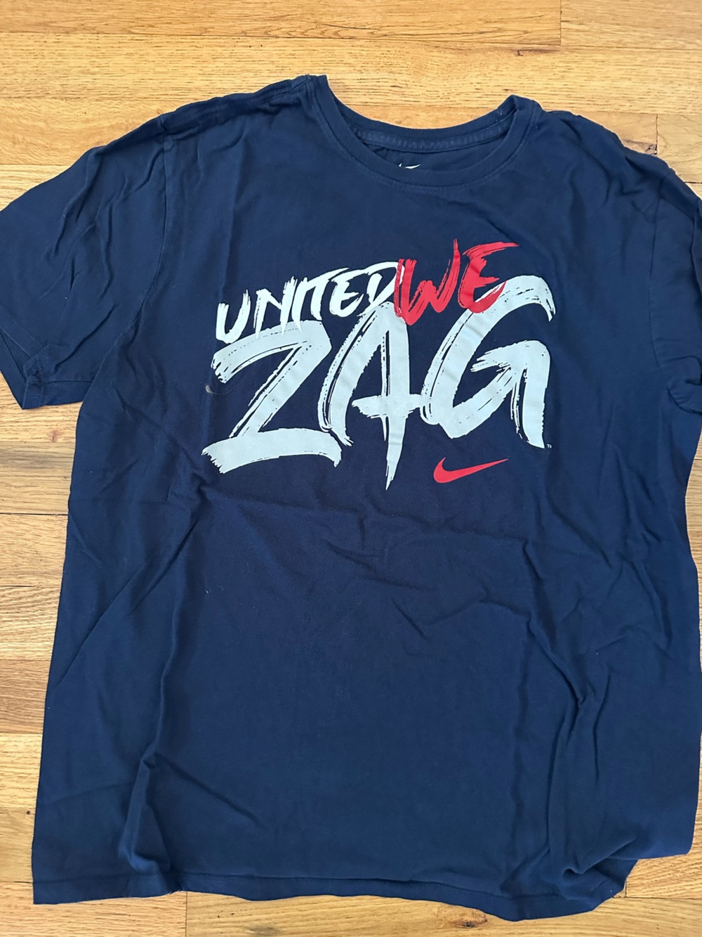Nike Men’s Navy Gonzaga Graphic Tee with White and Red Accents